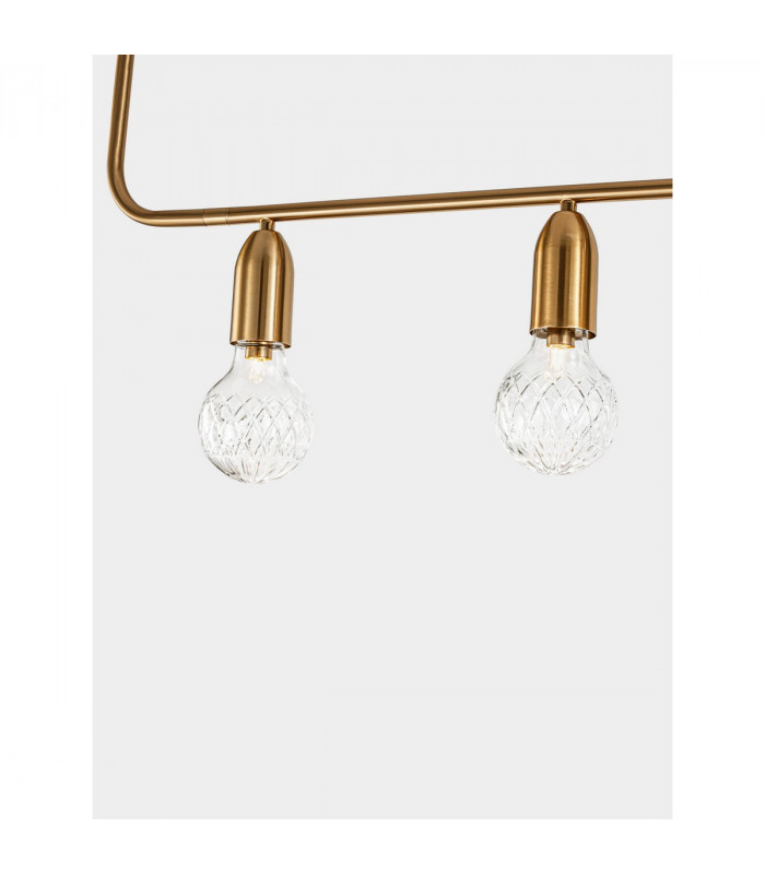 Veda 5 Light Bar Pendant Ceiling Light Brass Metal Clear Glass LED G9-9