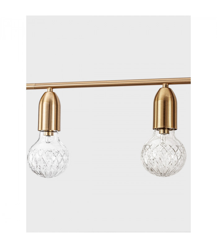 Veda 5 Light Bar Pendant Ceiling Light Brass Metal Clear Glass LED G9-10