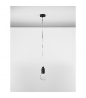Veda Slim Pendant Ceiling Light Black Metal Clear Glass LED G9-2
