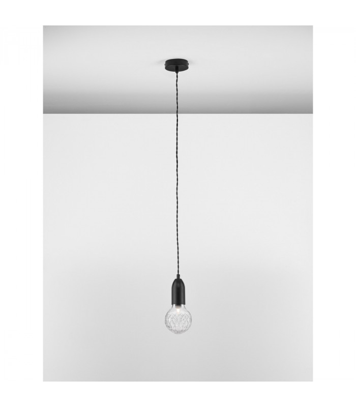 Veda Slim Pendant Ceiling Light Black Metal Clear Glass LED G9-2