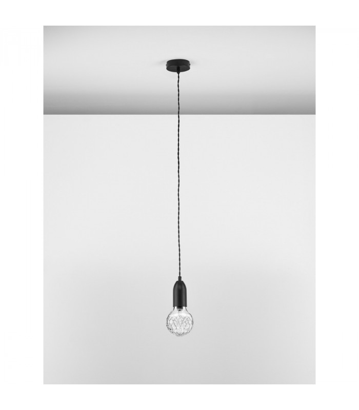 Veda Slim Pendant Ceiling Light Black Metal Clear Glass LED G9-3