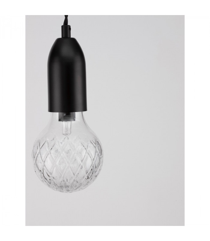 Veda Slim Pendant Ceiling Light Black Metal Clear Glass LED G9-4