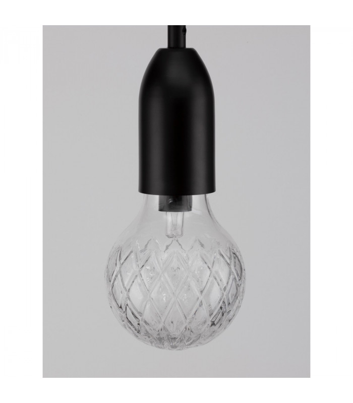 Veda Slim Pendant Ceiling Light Black Metal Clear Glass LED G9-5