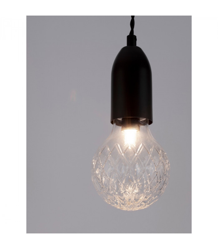 Veda Slim Pendant Ceiling Light Black Metal Clear Glass LED G9-8