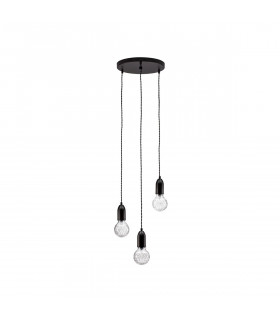 Veda 3 Light Cluster Pendant Ceiling Light Black Metal Clear Glass LED G9-1