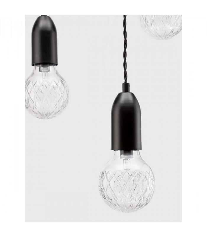 Veda 3 Light Cluster Pendant Ceiling Light Black Metal Clear Glass LED G9-5