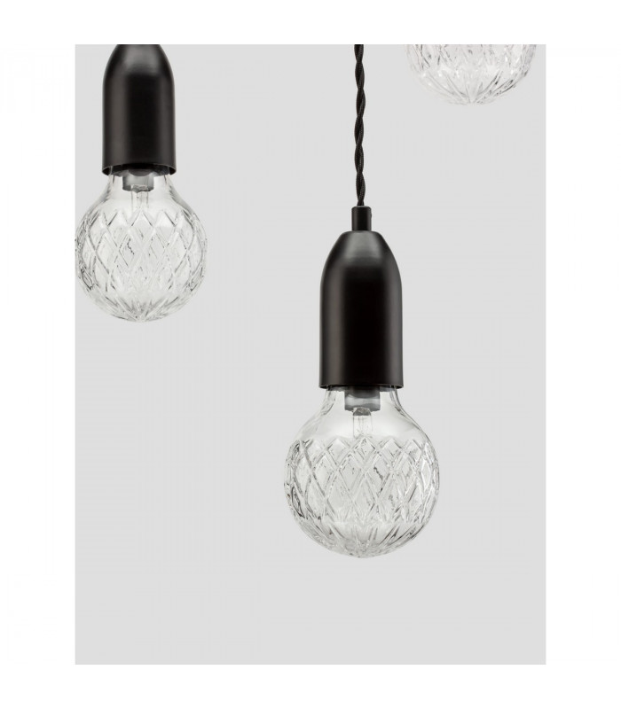 Veda 3 Light Cluster Pendant Ceiling Light Black Metal Clear Glass LED G9-6