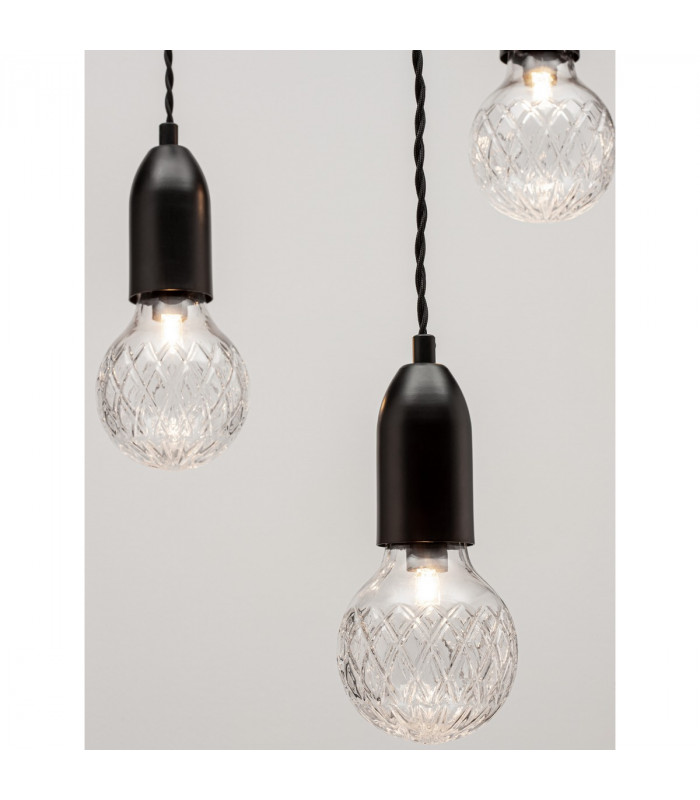 Veda 3 Light Cluster Pendant Ceiling Light Black Metal Clear Glass LED G9-8
