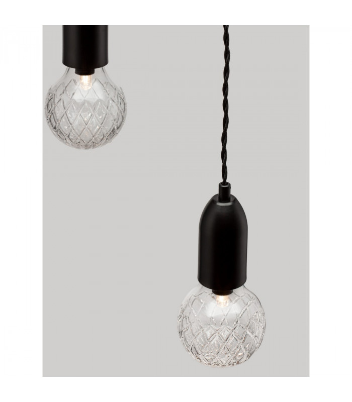 Veda 3 Light Cluster Pendant Ceiling Light Black Metal Clear Glass LED G9-9