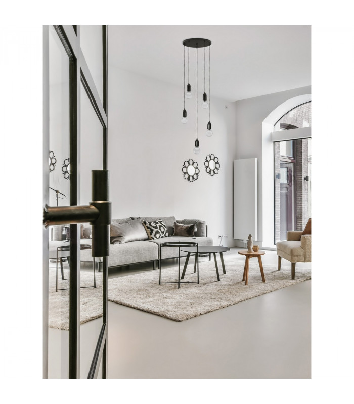 Veda 5 Light Cluster Pendant Ceiling Light Black Metal Clear Glass LED G9-2