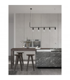 Veda 5 Light Bar Pendant Ceiling Light Black Metal Clear Glass LED G9-2
