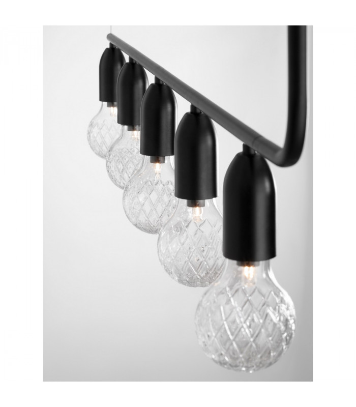 Veda 5 Light Bar Pendant Ceiling Light Black Metal Clear Glass LED G9-7