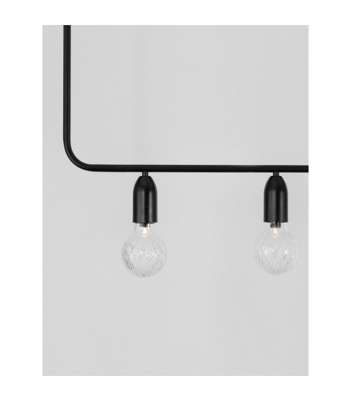 Veda 5 Light Bar Pendant Ceiling Light Black Metal Clear Glass LED G9-8