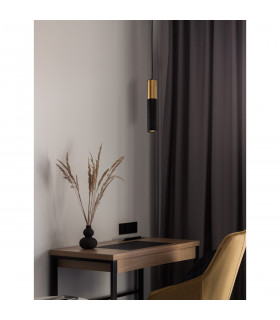 Pogno 5.6cm Long Slim Pendant Ceiling Light Sandy Black Gold Aluminium LED GU10 1x10W-2