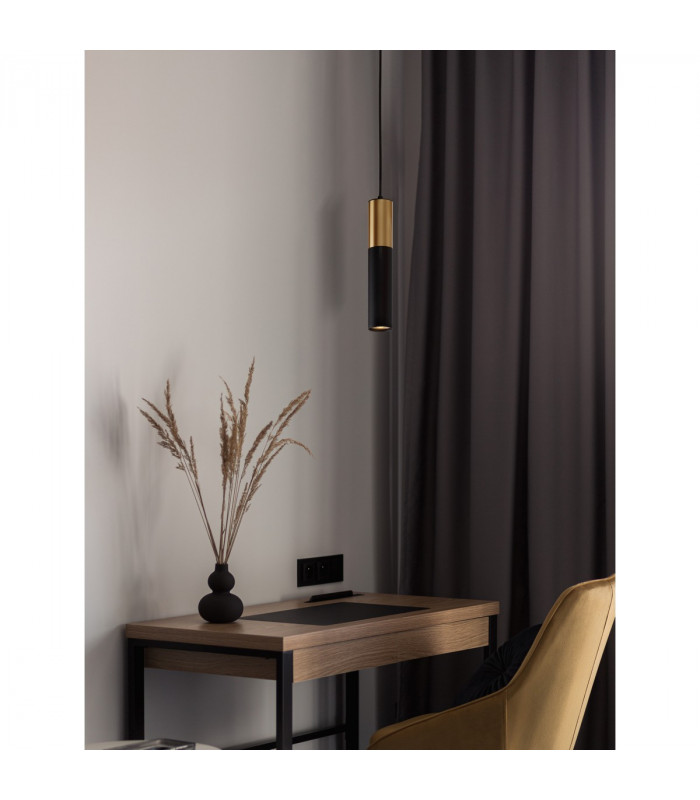 Pogno 5.6cm Long Slim Pendant Ceiling Light Sandy Black Gold Aluminium LED GU10 1x10W-2
