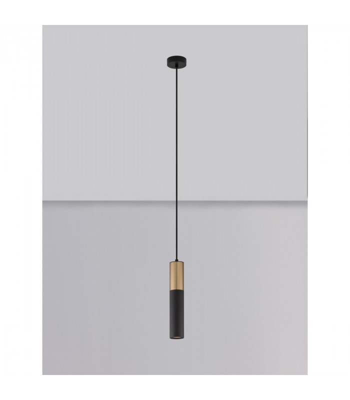 Pogno 5.6cm Long Slim Pendant Ceiling Light Sandy Black Gold Aluminium LED GU10 1x10W-3