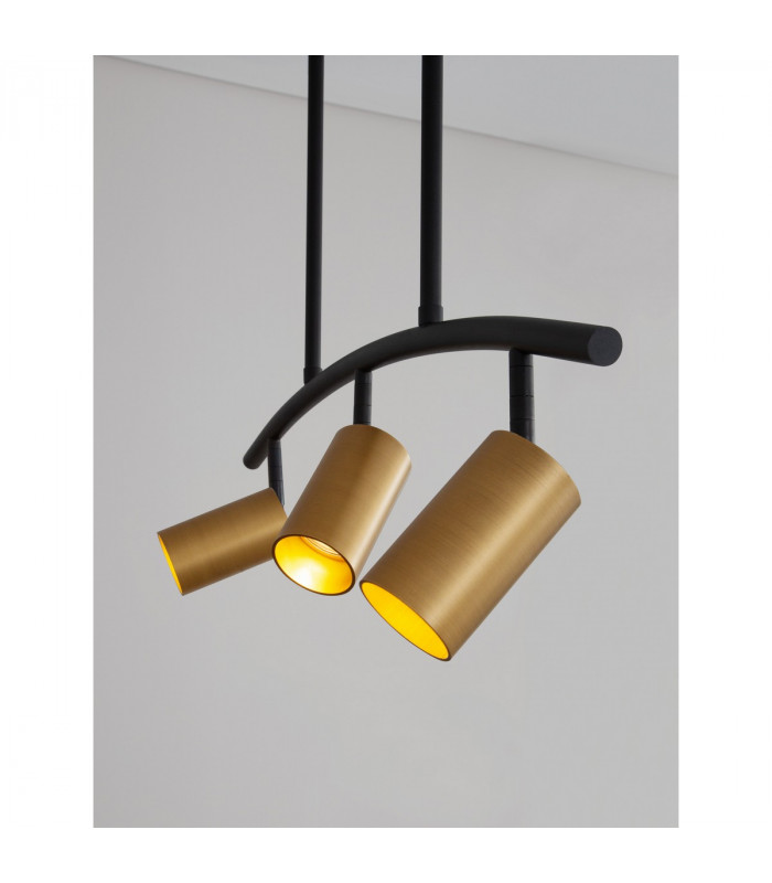 Pogno 3 Light Bar Pendant Ceiling Light Black Gold Aluminium LED GU10 3x10W-5