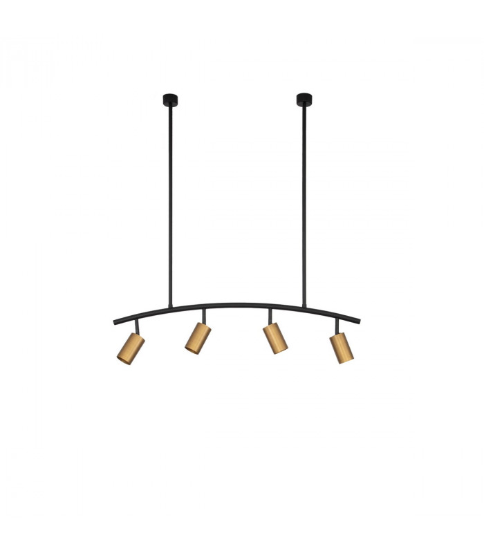 Pogno 4 Light Bar Pendant Ceiling Light Black Gold Aluminium LED GU10 4x10W-1