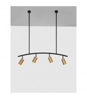 Pogno 4 Light Bar Pendant Ceiling Light Black Gold Aluminium LED GU10 4x10W-2