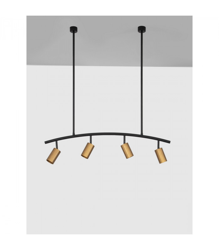 Pogno 4 Light Bar Pendant Ceiling Light Black Gold Aluminium LED GU10 4x10W-3