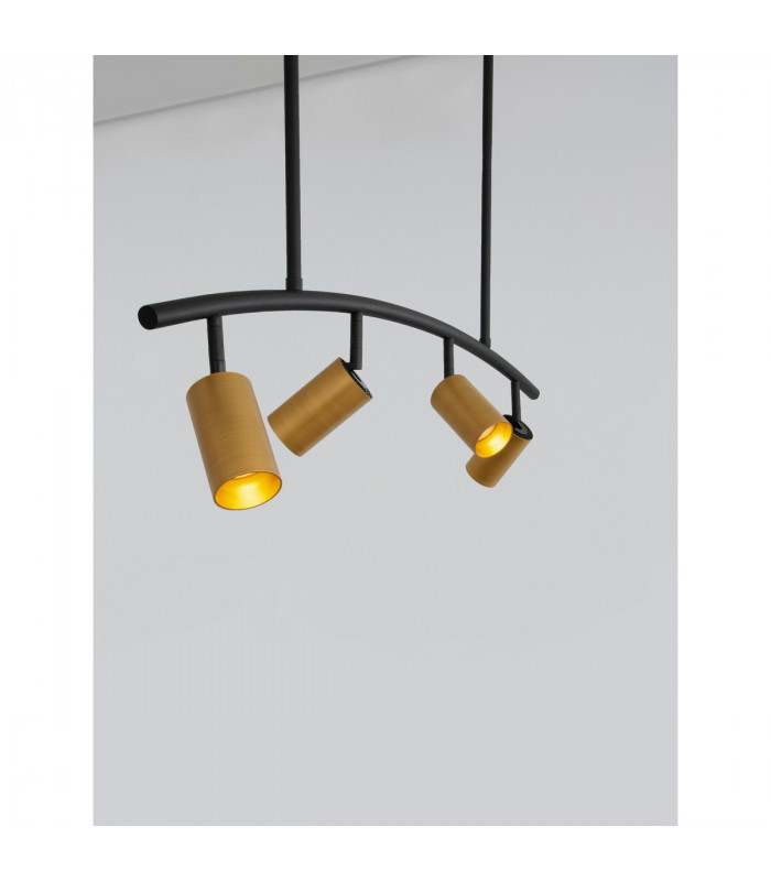 Pogno 4 Light Bar Pendant Ceiling Light Black Gold Aluminium LED GU10 4x10W-5