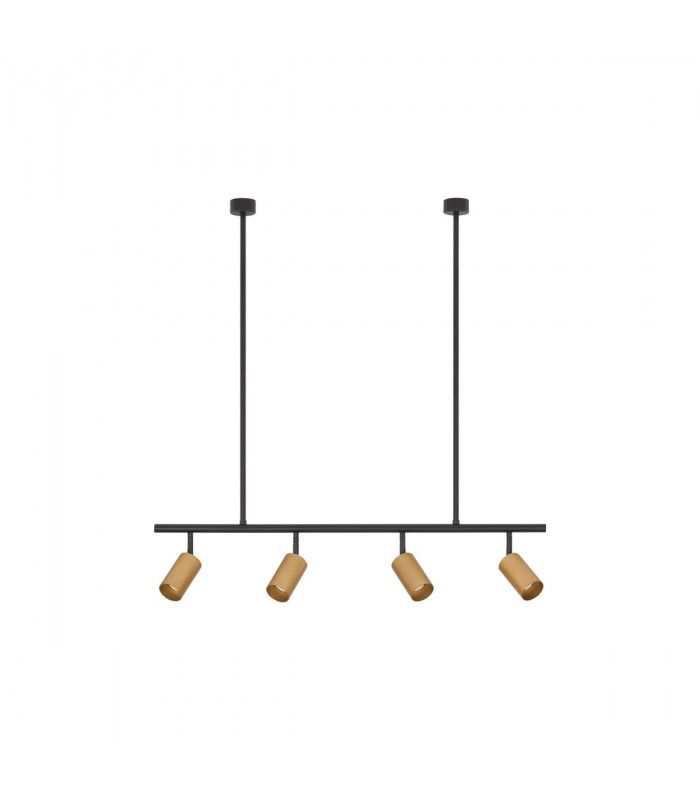 Pogno 4 Light Bar Pendant Ceiling Light Black Gold Aluminium LED GU10 4x10W-1