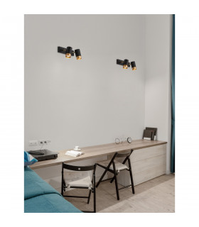 Pogno 2 Light Twin Ceiling Spotlight Sandy black Gold Aluminium LED GU10 2x10W-2