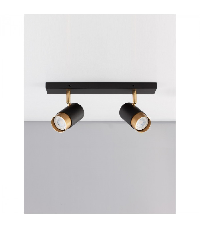 Pogno 2 Light Twin Ceiling Spotlight Sandy black Gold Aluminium LED GU10 2x10W-3