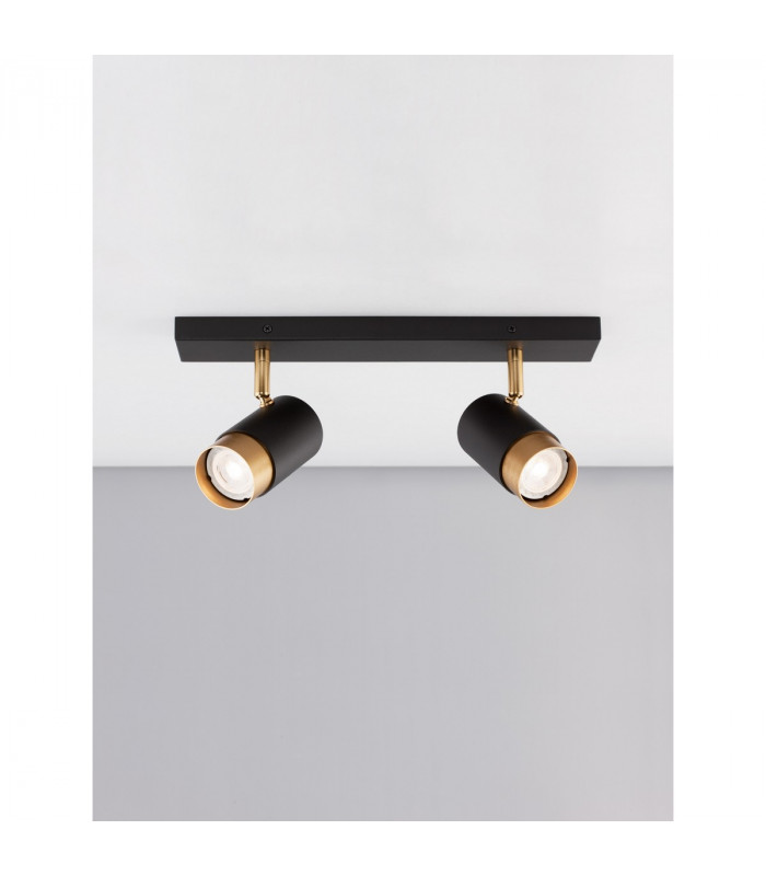 Pogno 2 Light Twin Ceiling Spotlight Sandy black Gold Aluminium LED GU10 2x10W-4