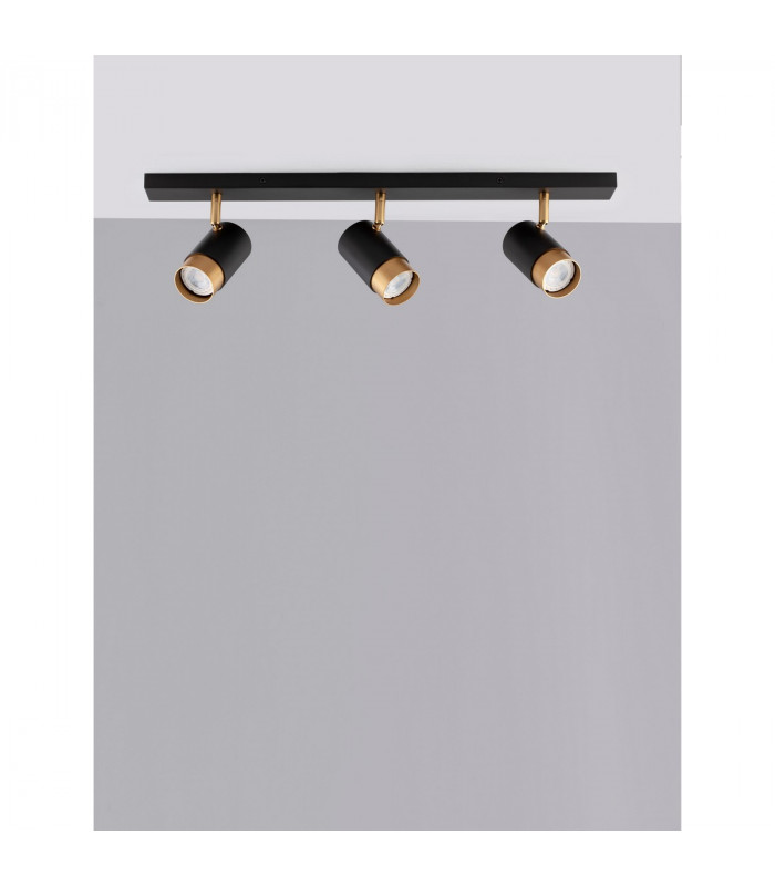 Pogno 3 Light Ceiling Spotlight Bar Sandy black Gold Aluminium LED GU10 3x10W-3