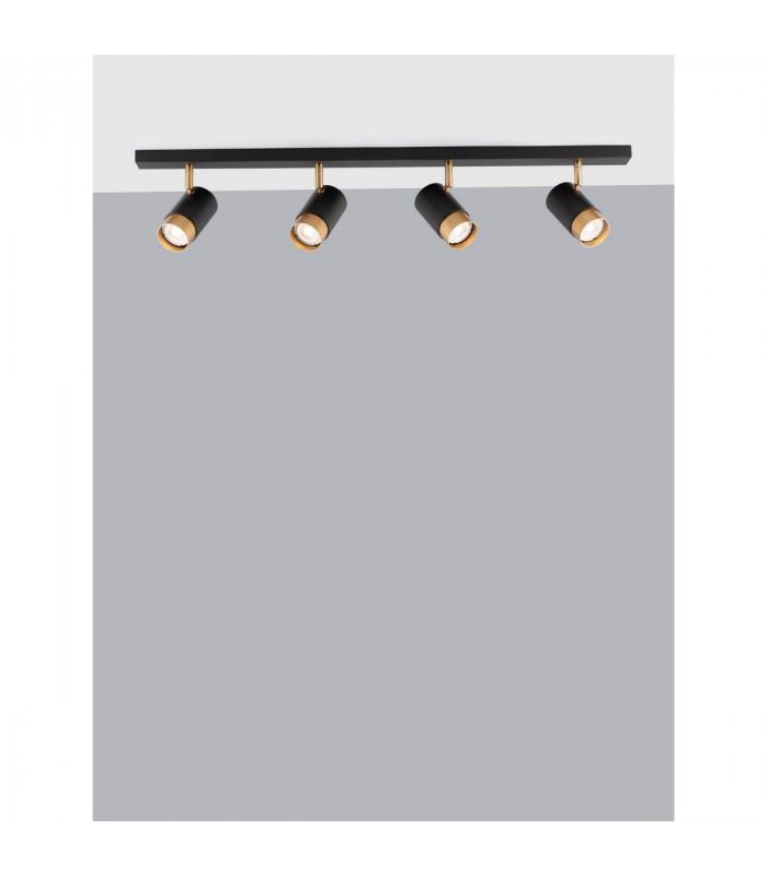 Pogno 4 Light Ceiling Spotlight Bar Sandy black Gold Aluminium LED GU10 4x10W-2
