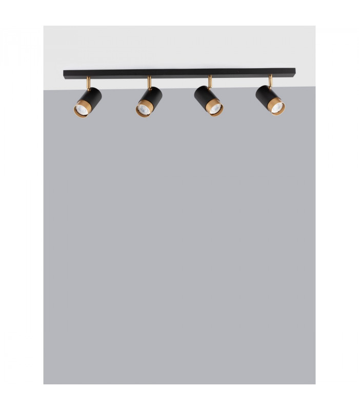 Pogno 4 Light Ceiling Spotlight Bar Sandy black Gold Aluminium LED GU10 4x10W-3