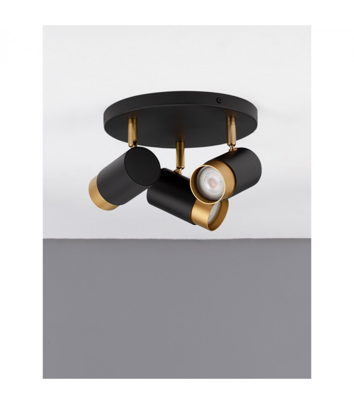 Pogno 3 Light Ceiling Spotlight Clusters Sandy black Gold Aluminium LED GU10 3x10W-3