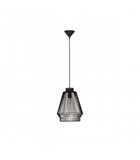 Bredo 27.5cm Wire Frame Pendant Ceiling Light Black Aluminium Black Fabric Wire Base LED E27-1