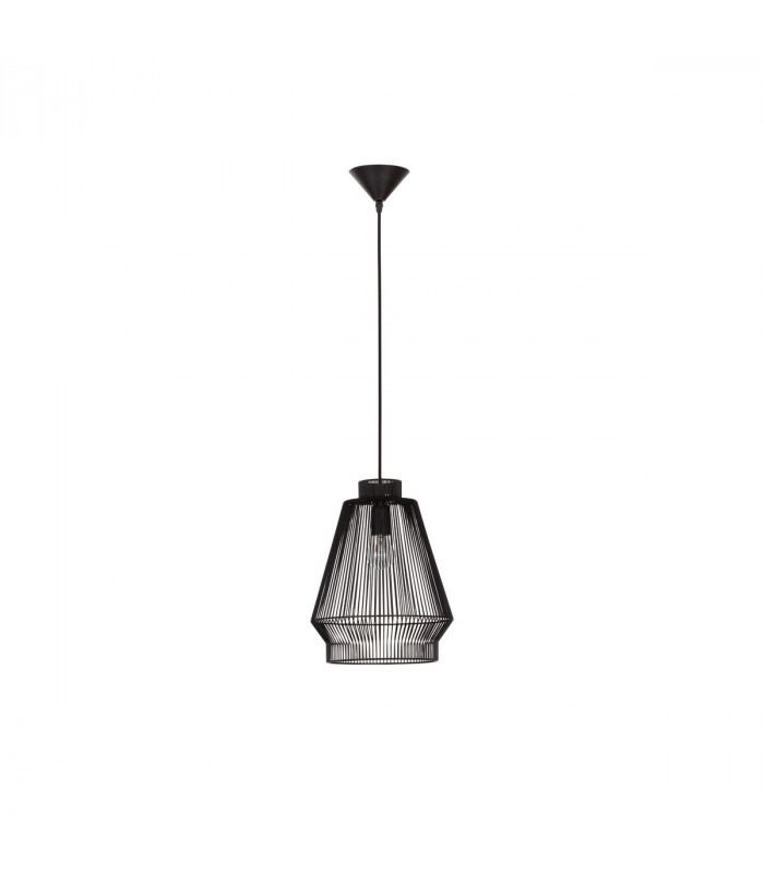 Bredo 27.5cm Wire Frame Pendant Ceiling Light Black Aluminium Black Fabric Wire Base LED E27-1