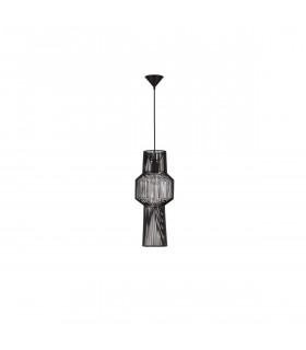 Bredo 21cm Wire Frame Pendant Ceiling Light Black Aluminium Black Fabric Wire Base LED E27-1
