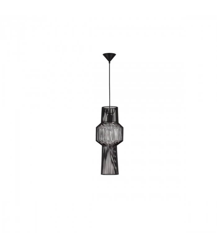 Bredo 21cm Wire Frame Pendant Ceiling Light Black Aluminium Black Fabric Wire Base LED E27-1
