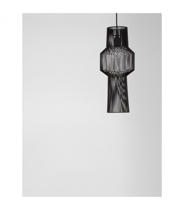 Bredo 21cm Wire Frame Pendant Ceiling Light Black Aluminium Black Fabric Wire Base LED E27-5