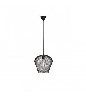 Bredo 31.5cm Wire Frame Pendant Ceiling Light Black Aluminium Black Fabric Wire Base LED E27-1