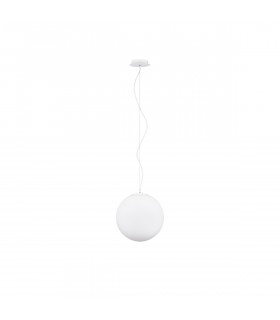 Nevoso 30cm Globe Pendant Ceiling Light Opal Glass White Metal LED E27-1