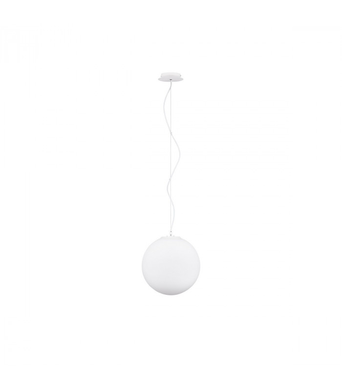Nevoso 30cm Globe Pendant Ceiling Light Opal Glass White Metal LED E27-1