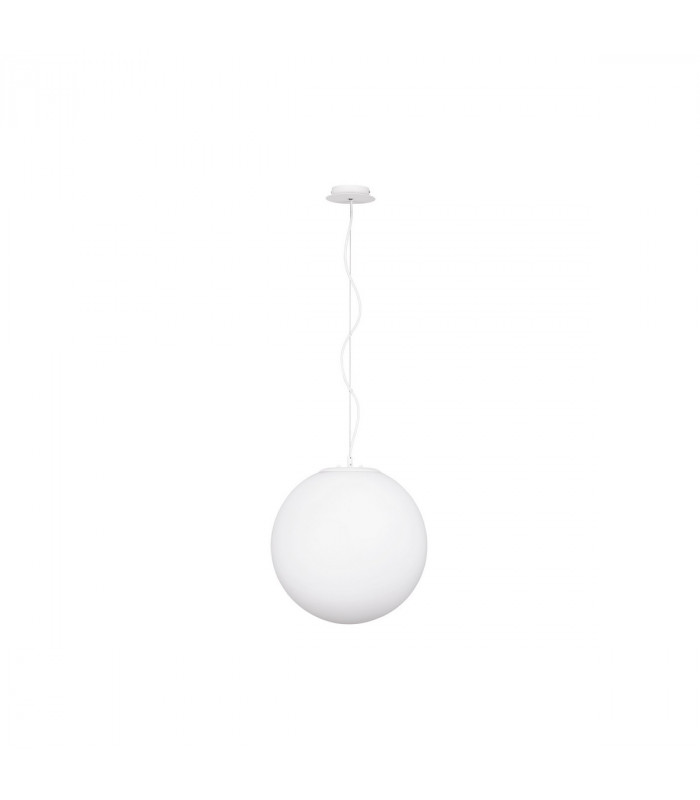 Nevoso 40cm Globe Pendant Ceiling Light Opal Glass White Metal LED E27-1