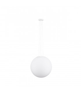 Nevoso 50cm Globe Pendant Ceiling Light Opal Glass White Metal LED E27-1