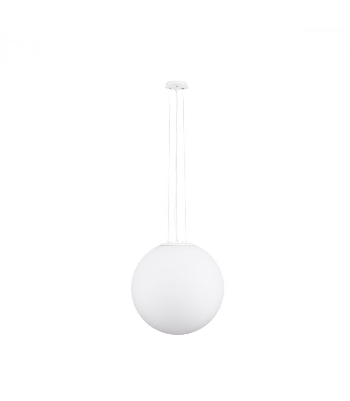 Nevoso 50cm Globe Pendant Ceiling Light Opal Glass White Metal LED E27-1