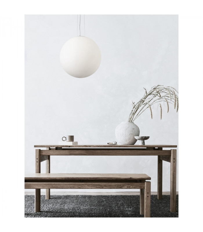 Nevoso 50cm Globe Pendant Ceiling Light Opal Glass White Metal LED E27-2