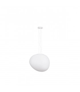 Ciottoli 44cm Globe Pendant Ceiling Light Opal White Glass White Aluminium LED E27-1