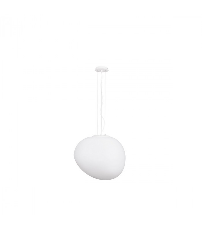 Ciottoli 44cm Globe Pendant Ceiling Light Opal White Glass White Aluminium LED E27-1