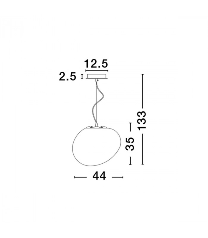 Ciottoli 44cm Globe Pendant Ceiling Light Opal White Glass White Aluminium LED E27-3