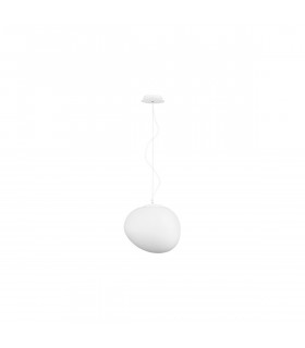 Ciottoli 31.5cm Globe Pendant Ceiling Light Opal White Glass White Aluminium LED E27-1