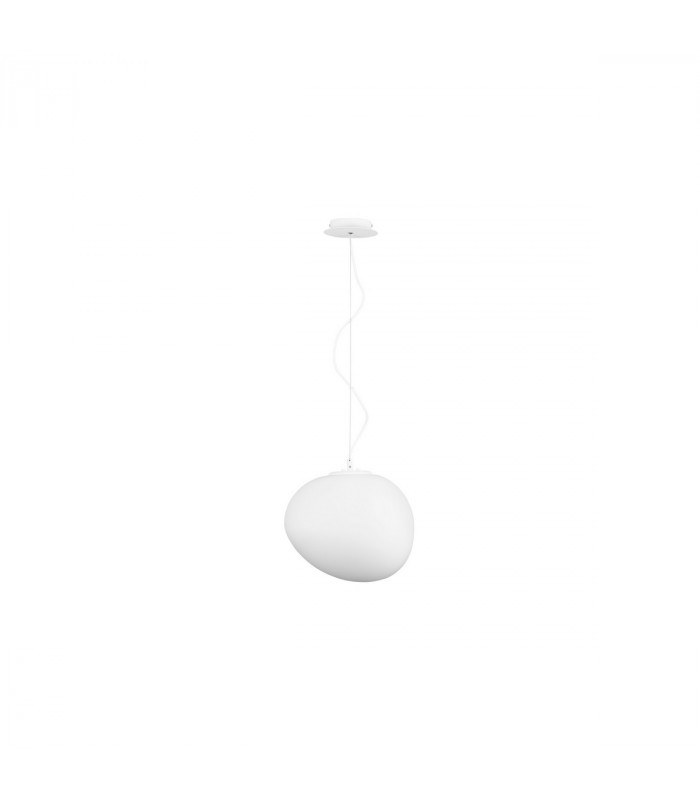 Ciottoli 31.5cm Globe Pendant Ceiling Light Opal White Glass White Aluminium LED E27-1